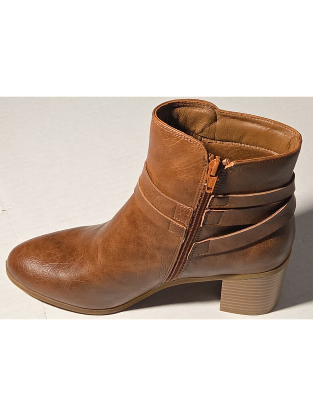 Frye and Co Indiana Ankle Boots Womens 9M Brown Side Zip Low Heel Booties - Picture 5 of 15